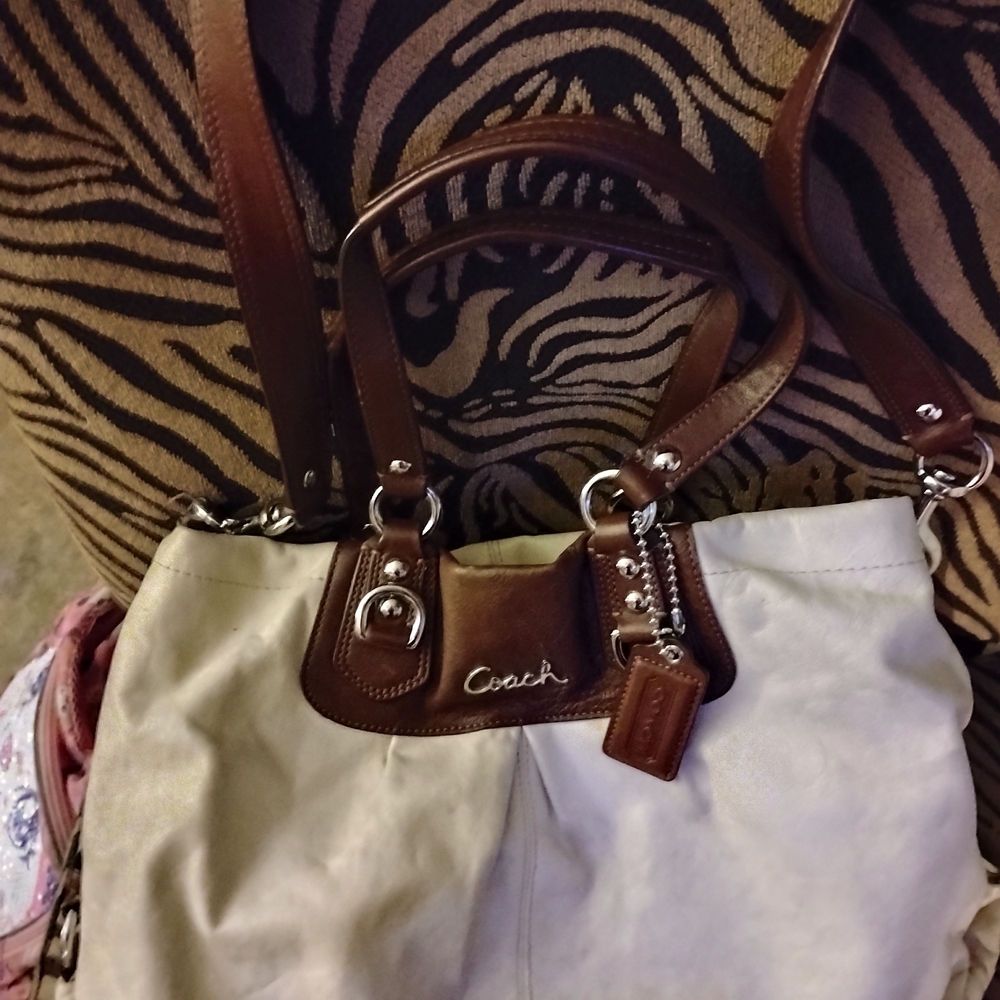 Coach Brown and Cream Shoulder Bag